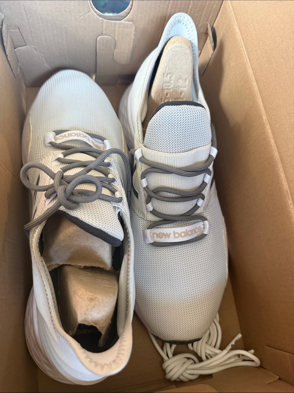 FIGS New Balance Off-White and Gray Mesh Athletic Sneakers